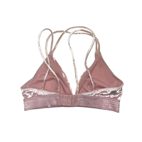 PINK Victoria’s Secret Unlined Pink Velvet Triangle Bralette Small Women’s - Picture 5 of 9